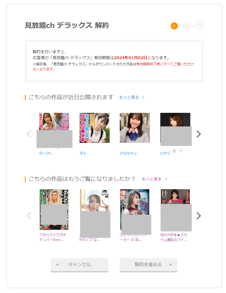 FANZA見放題chデラックス 解約手続き5