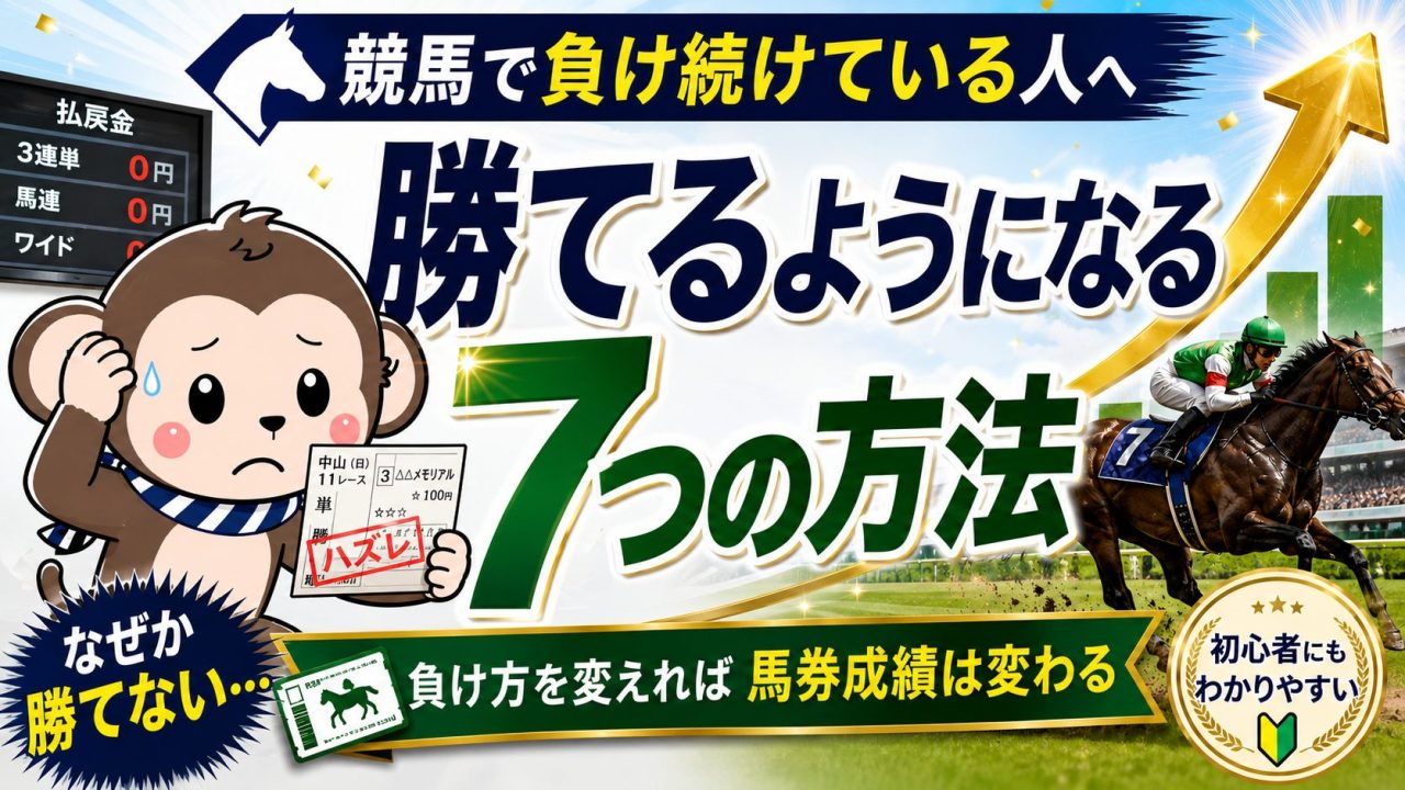競馬で勝てるようになる7つの方法についてのアイキャッチ画像