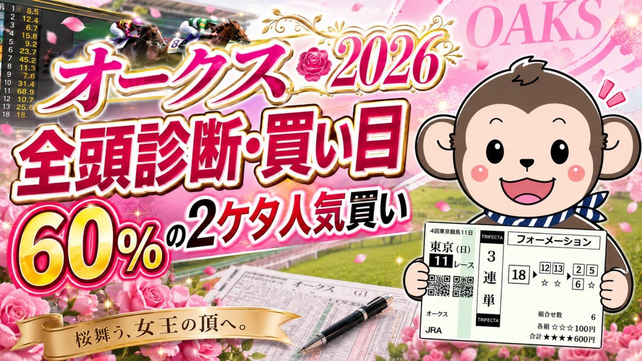 オークス2026の全頭診断と買い目を紹介する競馬予想記事のサムネイル